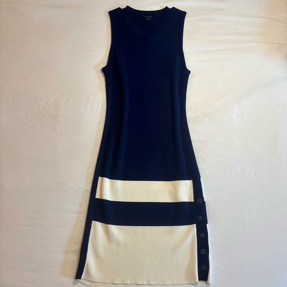 Tommy Hilfiger Blue and White Striped Midi Dress